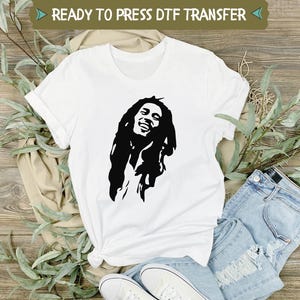 Bob Marley Silhouette DTF Transfer, Vector Bob Marley DTF, Chill Jamaica Ready To Press, Memory of Bob Marley, Celebrity Bob Direct To Film