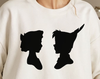 Schattig Wendy en Peter Pan Sweatshirt, Disney Peter Pan Silhouette, Disneyland Family Trip Hoodie, Neverland Squad, Kid Shirt, Unisex Crewneck