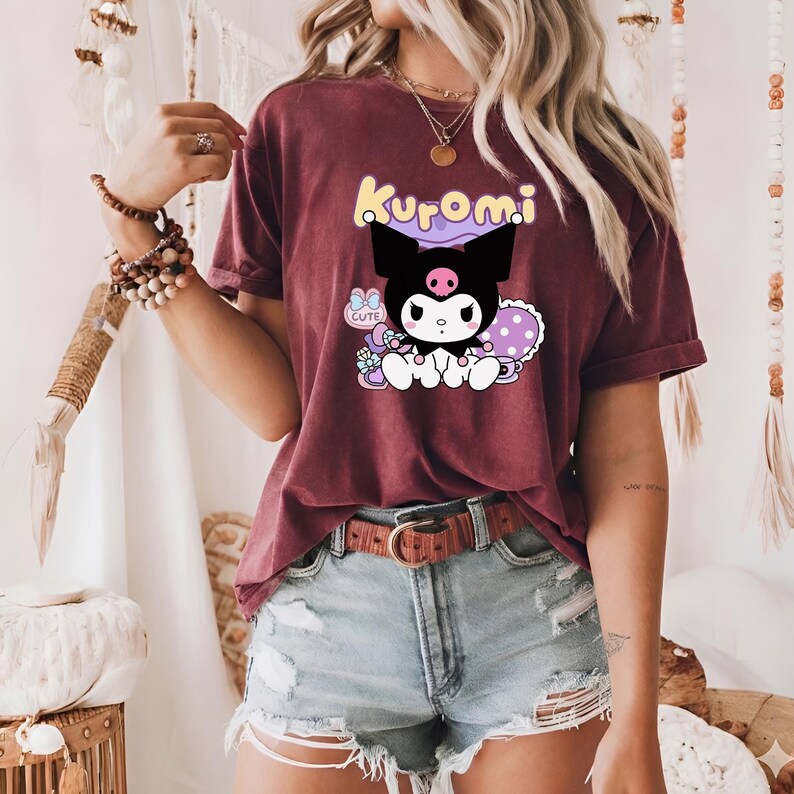 Kuromi Coquette T-shirt, Kawaii Hello Kitty Matchande Familjet-t-shirt, Semestervibbar, Magiska Tecknade Gåvor, Unisex Outfit, Present till Flickor bild 8