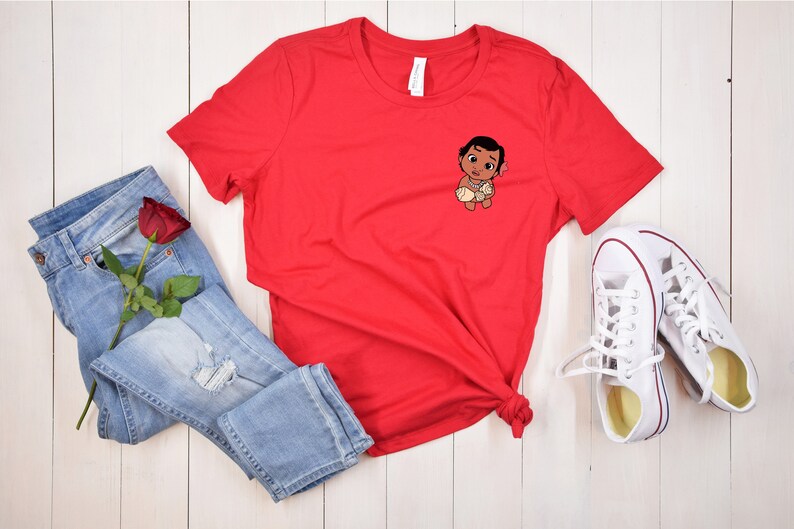 Söt Vaiana-t-shirt för babyn, Disney-tröja med fickdesign, fin Vaiana-t-shirt, Disneyland-tröjor, herr-t-shirt, kvinna-t-shirt, semester, presentoutfit bild 8