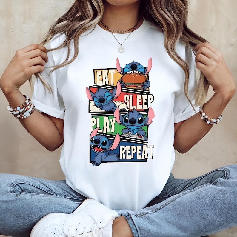 Cute Stitch T-Shirt, Disney Lilo&Stitch Shirt, Disneyland Family Tee, Magic Kingdom Crew, Unisex Outfit, Cotton Garment, Paris Memories image 1
