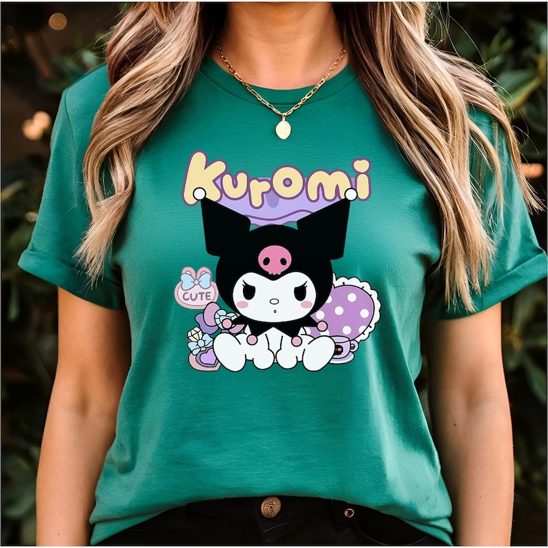 Kuromi Coquette T-shirt, Kawaii Hello Kitty Matchande Familjet-t-shirt, Semestervibbar, Magiska Tecknade Gåvor, Unisex Outfit, Present till Flickor bild 6