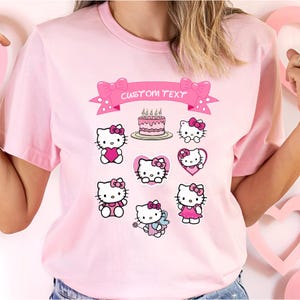 Hello Kitty Coquette Birthday Custom T-Shirt, Kawaii Cat Matching Family Tee, Holiday Vibes, Sakura Y2K, Gift for Kids, Unisex Kid Outfit image 11