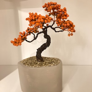Wire tree, bonsai orange tree, bonsai sculpture, miniature art, tree of life, Japan style, wire sculpture