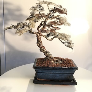 Wire tree, bonsai tree, bonsai sculpture, miniature art, tree of life, Japan style, wire sculpture
