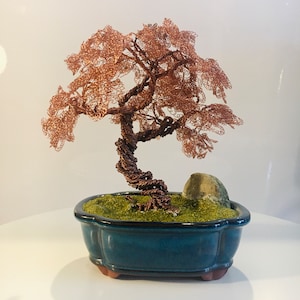 Wire tree, bonsai tree, bonsai sculpture, miniature art, tree of life, Japan style, wire sculpture