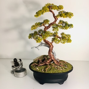 Bonsai tree, wire tree, bonsai sculpture, miniature art, tree of life, Japan style, wire sculpture