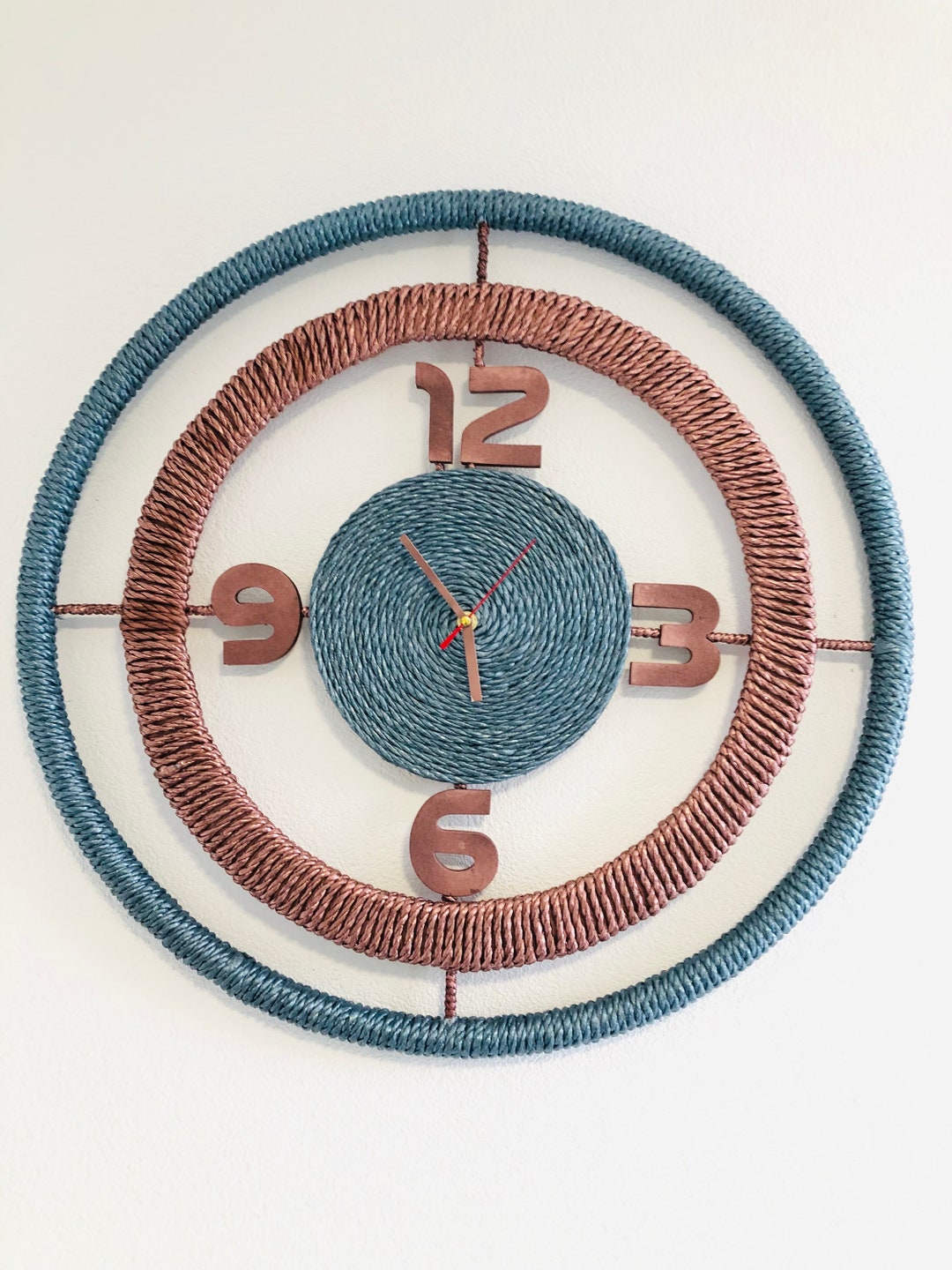 Boho Wall Clock, Jute Wall Clock, Rattan Wall Clock, Modern Wall Clock ...