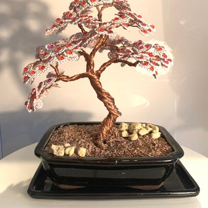 Wire tree, bonsai tree, bonsai sculpture, miniature art, tree of life, Japan style, wire sculpture