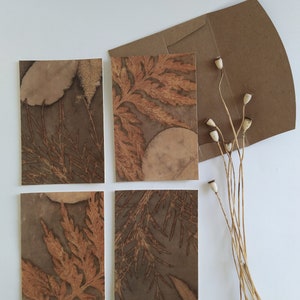 Papier éco-imprimé Motifs botaniques Cartes de voeux Cadeaux respectueux de l'environnement Impressions nature faites main Artisanat durable