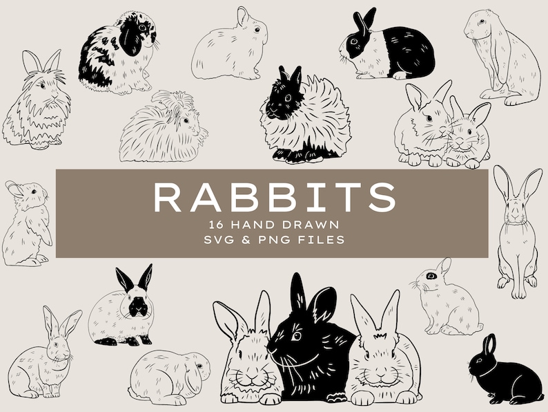Rabbit SVG | Bunny SVG | Farmhouse Svg | Hand Drawn Rabbit | Easter Svg ...