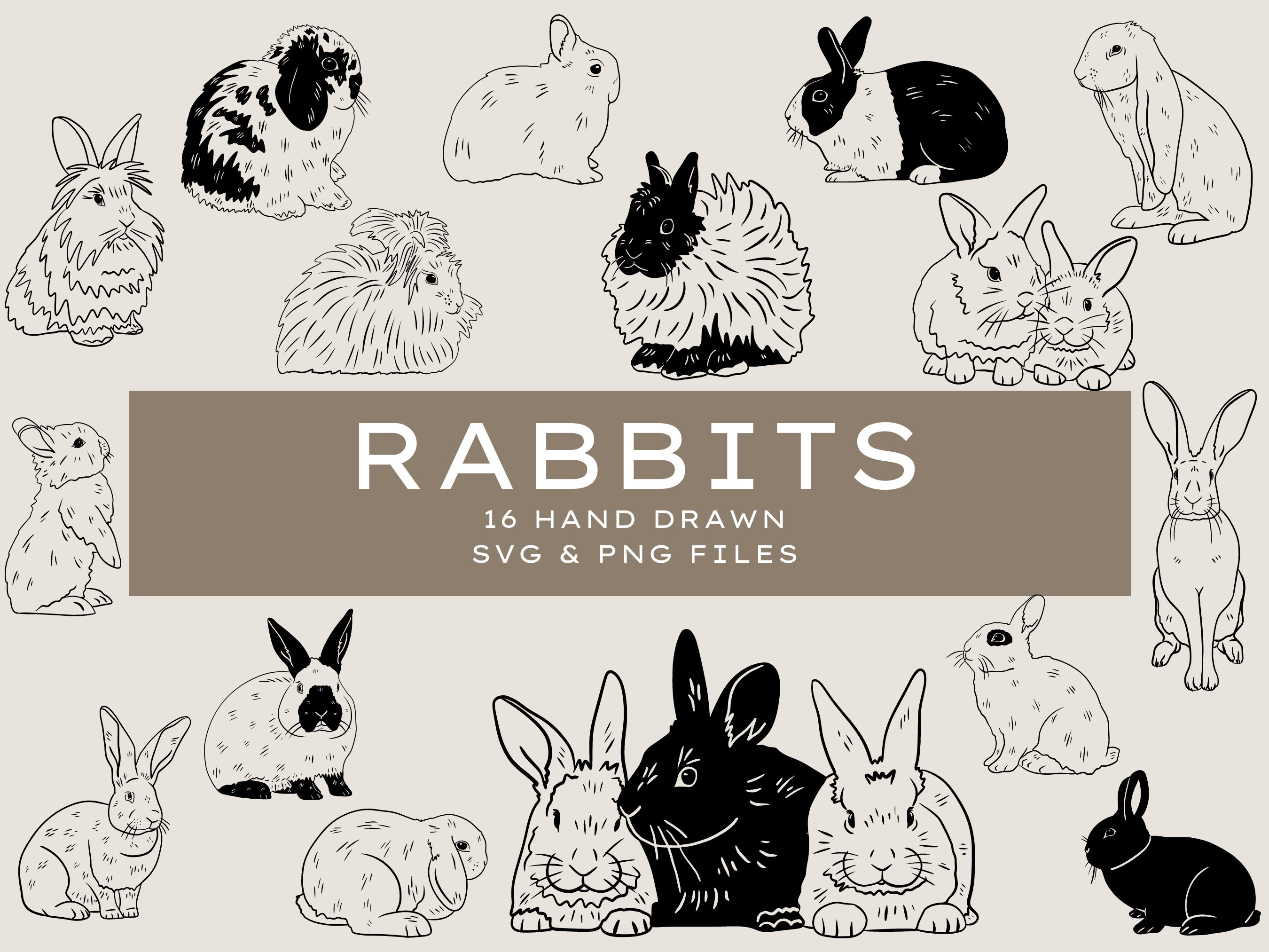 Rabbit SVG Bunny SVG Farmhouse Svg Hand Drawn Rabbit Easter Svg Rabbit ...