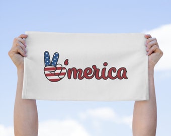 Peace America, Olympics, Memorial Day, 4th July, Gift, Rally Towel 11x18