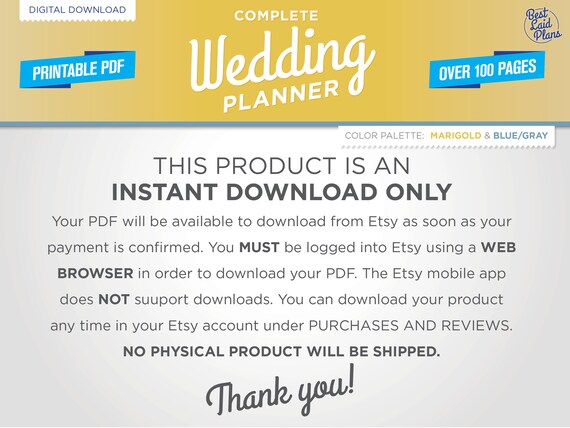 PDF Wedding Planner Printable, Printable Wedding Planner, Wedding