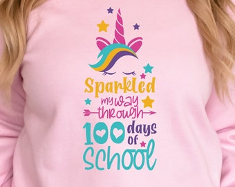 6 Different 100 Days of School Sweater-Sweetshirt-Shirt, Unicorn Shirt, Back to School, Teacher Gift, Teacher Appreciation, School Shirts