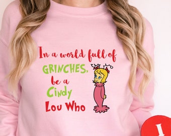 Suéter-sudadera-camiseta navideña de Cindy Lou Who, camisetas de Grinch, camisetas navideñas, regalos navideños divertidos, camisetas navideñas divertidas, regalos navideños