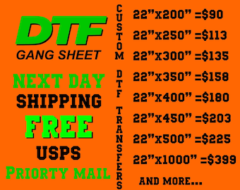 Custom DTF Transfers: Full Color Ready To Press Gang Sheet