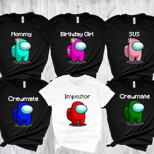 Among Us Shirts, Group Matching Character, Kinder Crew Teacher Shirt, Family Tshirt, Imposter Crewmate,Birthday Game Matching Gamer Kids Tee