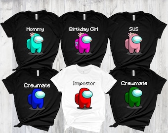 Camiseta familiar a juego de Among Us: camiseta de gamer de cumpleaños