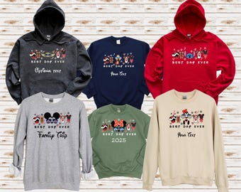 Custom Best Day Ever Disney Hoodies, Family Trip Disney Sweatshirts, Matching Family Vacation Long Sleeves, Matching Couple Disney Sweaters
