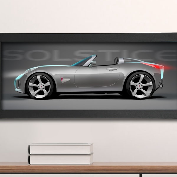 Pontiac Solstice Sketch Digital Painting Framed Art