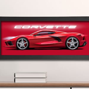 Peinture de croquis encadrée Corvette C8