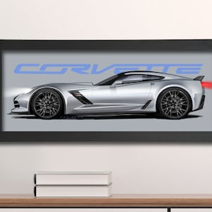 Rendu de designer d'art encadré Corvette C7