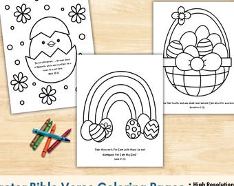 13 Kids Easter Coloring Pages with Bible Verse | Printable PDF Digital Download