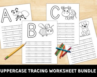 Uppercase Alphabet Tracing Worksheets | Letter Sound Practice (Digital Download)
