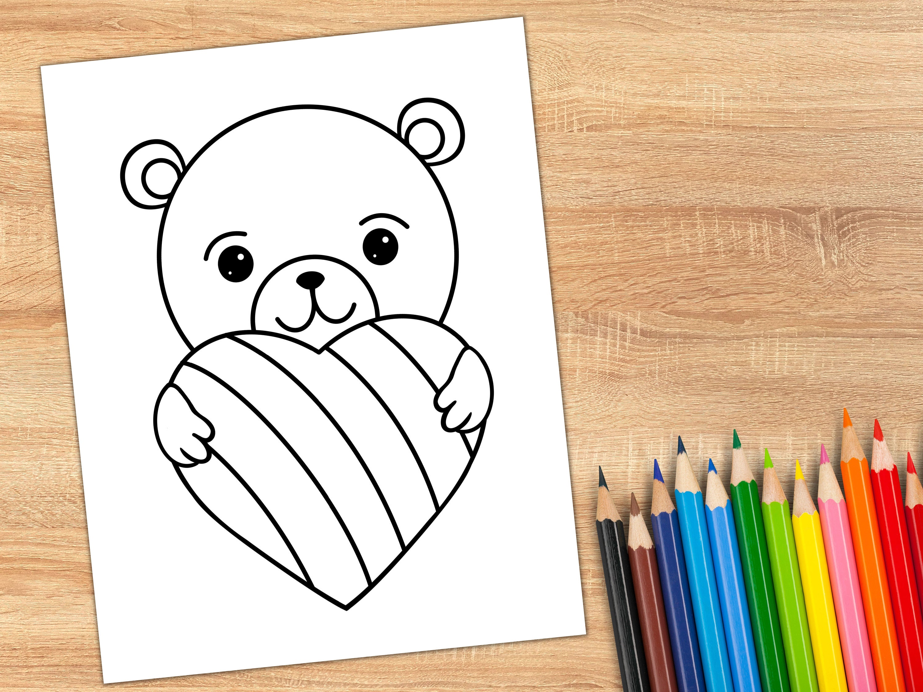 Valentines Day Coloring Pages for Kids | Heart Animal Designs (digital ...