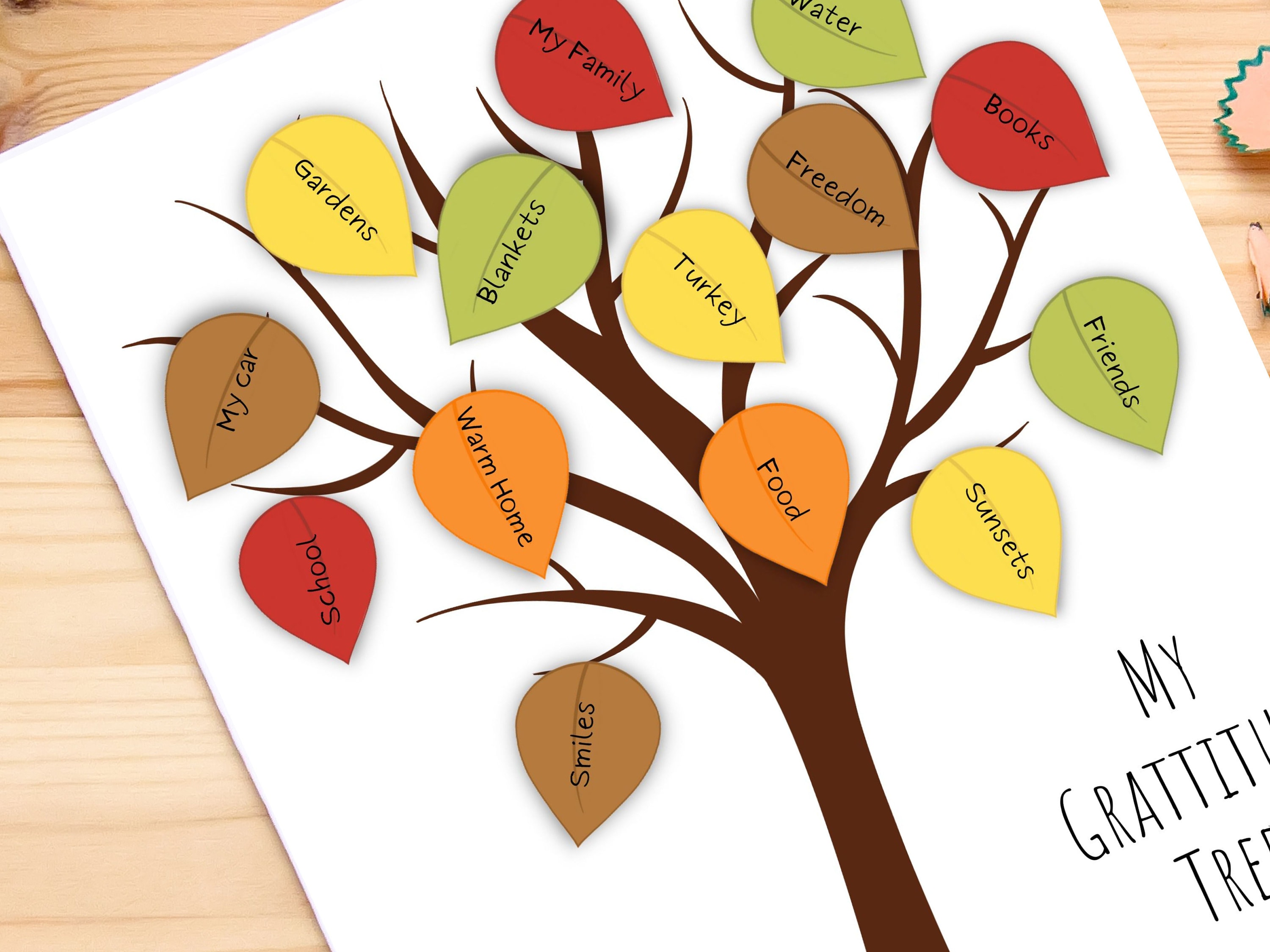 Gratitude and Thankful Tree Thanksgiving Thankful Craft Cut and Paste