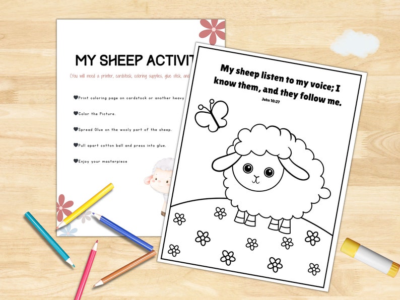 Sheep Sunday School Craft ESV KJV NIV Instant Download Sunday School Lesson Kids Printable ...