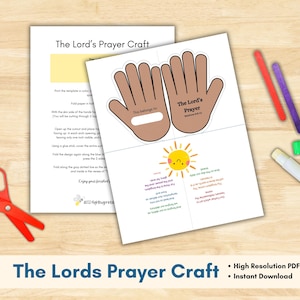 The Lords Prayer Bible Craft for Kids Printable Sunday School Lesson Printable craft for Kids Christian Activity with Popsicle Sticks Craft