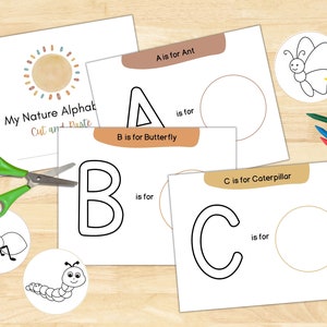 Uppercase Alphabet Activity | Cut and Paste Worksheets | Easy Printable Craft | Preschool | Kindergarten | Scissor Skills | ABC Montessori