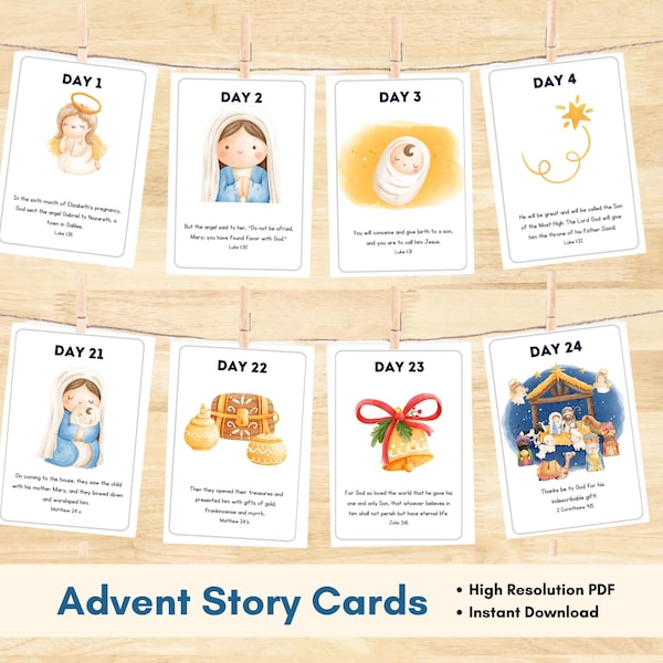 Christmas Nativity Story Scripture Cards for Kids (Digital Download)