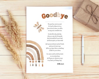 Letter from Teacher | Goodbye Gift from Teacher | End of school | End of the Year Printable |  Gift to Students | School  | Bohemian Boho