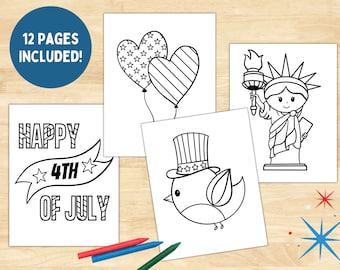 12 Fourth of July Coloring Pages | Independence Day | Kids Coloring Pages | Patriotic | Printable | 4th of July
