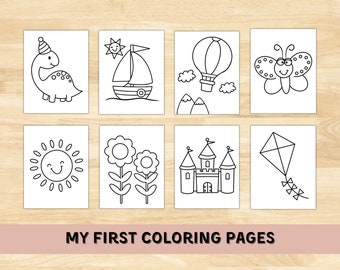 25 facili pagine da colorare per bambini / scuola materna e asilo (download digitale)