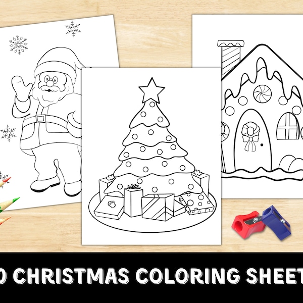 10 Christmas Coloring Sheets | Coloring Page | Winter | Holiday Art | Instant Digital Download | Christmas Digital Download | Kids Printable