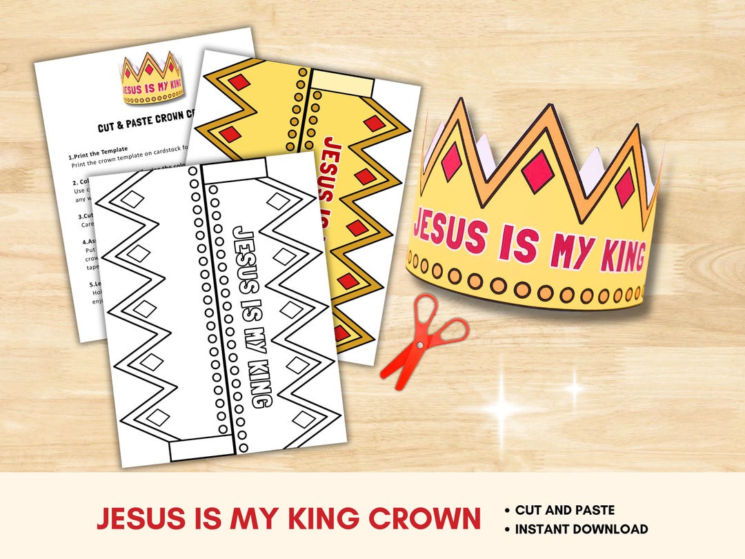 Jesus is My King Paper Crown Craft for Kids | Christian Printable - Etsy