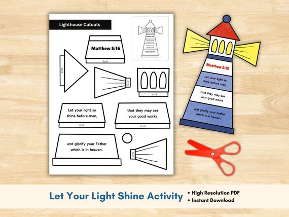 Lighthouse Bible Craft: "Let Your Light Shine" Sunday School Activity (Digital Download)