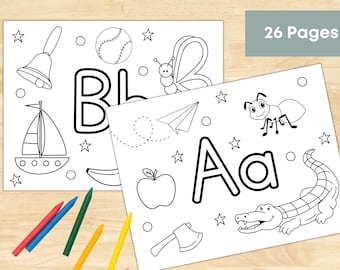 26 Alphabet Coloring Pages | Coloring ABC Worksheet | Printable ABC | Preschool | Kindergarten | Alphabet Worksheets| Instant Download