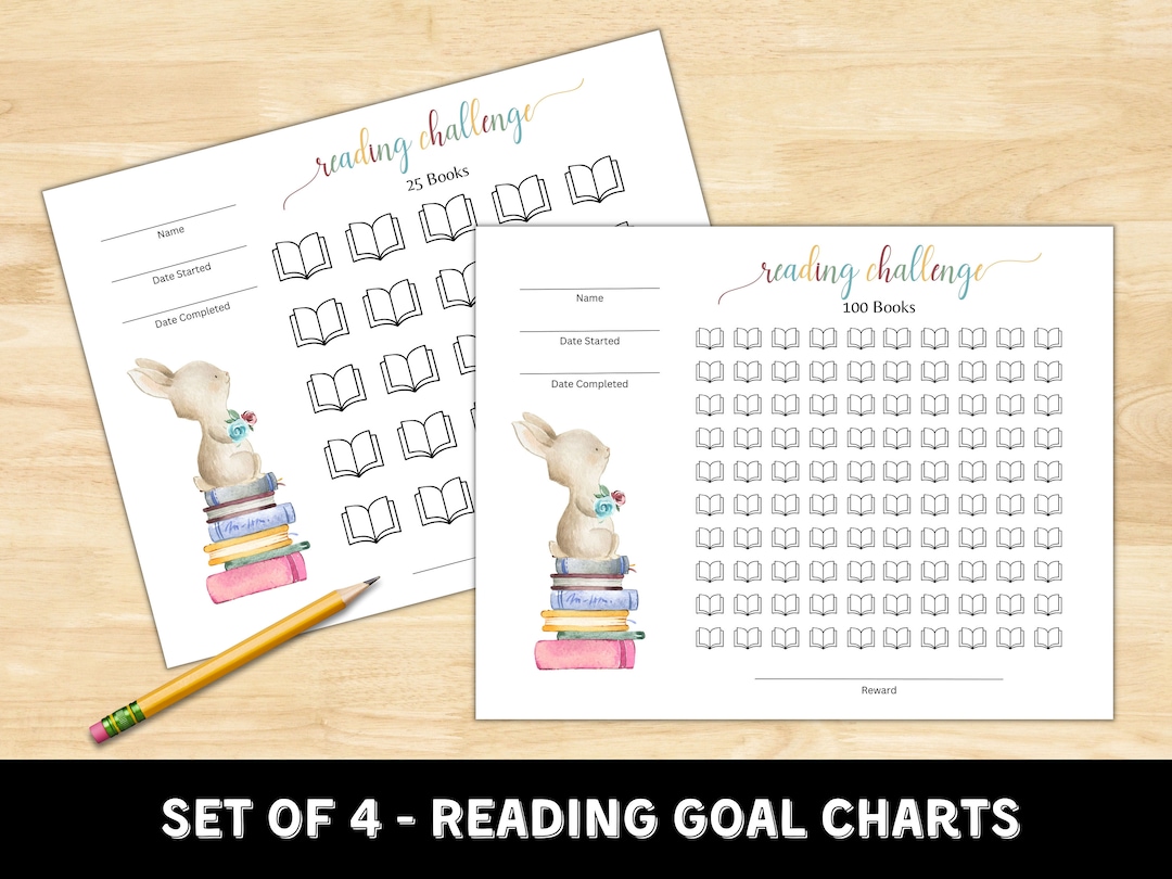 Printable Reading Log | Reading Challenge Tracker | Kids Reading Goal Chart | 100 Books | Reward ...