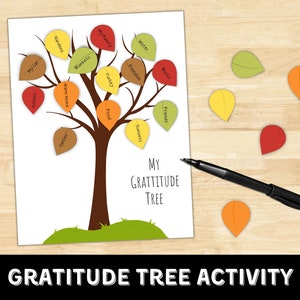 Gratitude and Thankful Tree | Thanksgiving | Thankful Craft | Cut and Paste | Holiday Activity | Cut and Paste | Printable Activity for kids