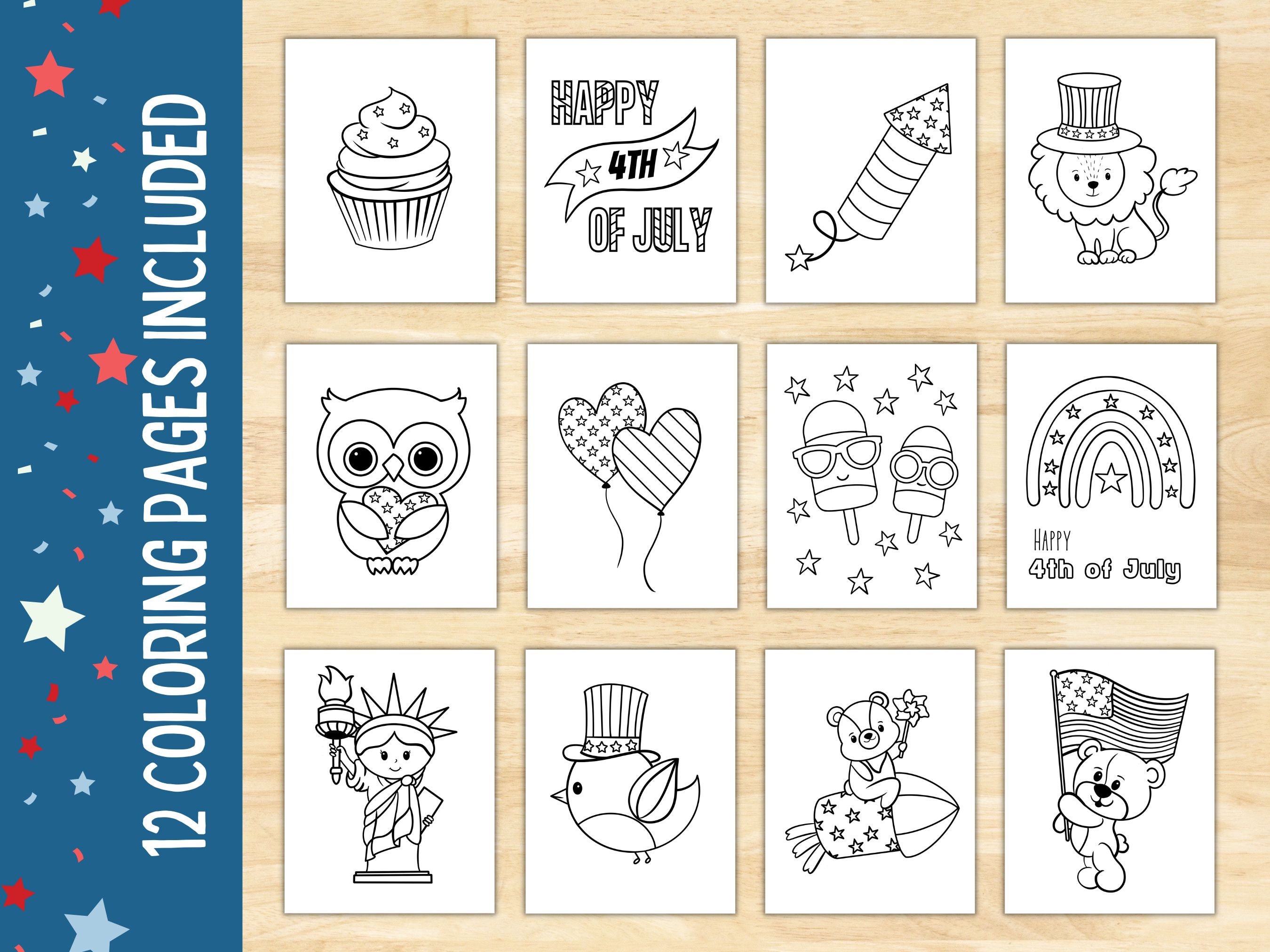 Fourth of July Coloring Pages | Patriotic Kids Activity (digital ...
