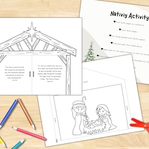 Nativity Coloring Craft for Kids Bible Craft Christmas Activity Nativity Scene Coloring Page Digital Download Kids Printable Nativity