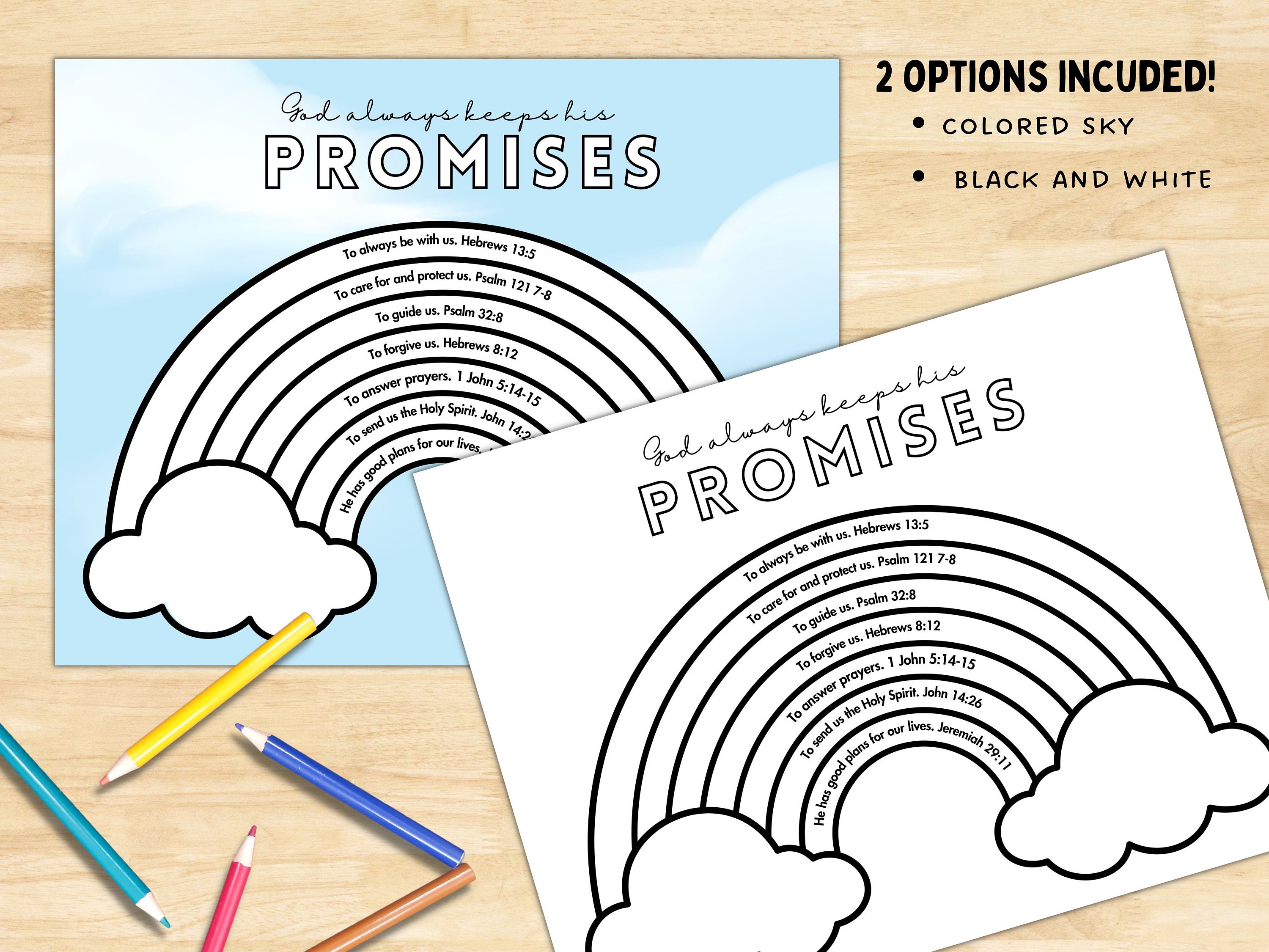 God's Promises Rainbow Craft Instant Download Sunday School Lesson Kids ...