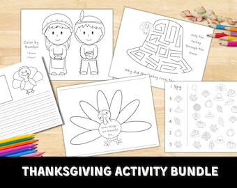 Thanksgiving Activity Sheets | Kids Coloring Pages (Digital Download)