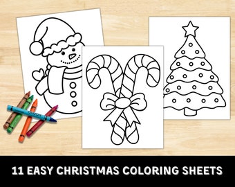 11 Beginner Christmas Coloring Sheets | Coloring Page | Winter | Holiday Art | Instant Digital Download | Christmas Digital Download |