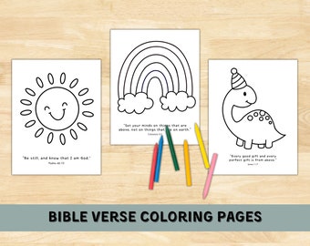 25 Bible Verse Coloring Pages for Kids | Kids Bible Coloring | Printable Digital | Sunday School | My First Coloring | Christian | Beginner